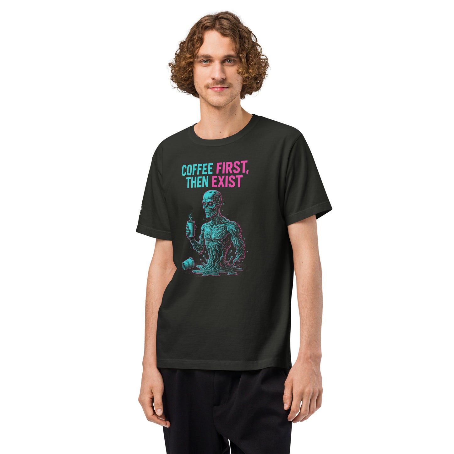 GLITCH T-Shirt — CAN’T SLEEP. MUST SCROLL (Washed Black) oversized by WEAR404