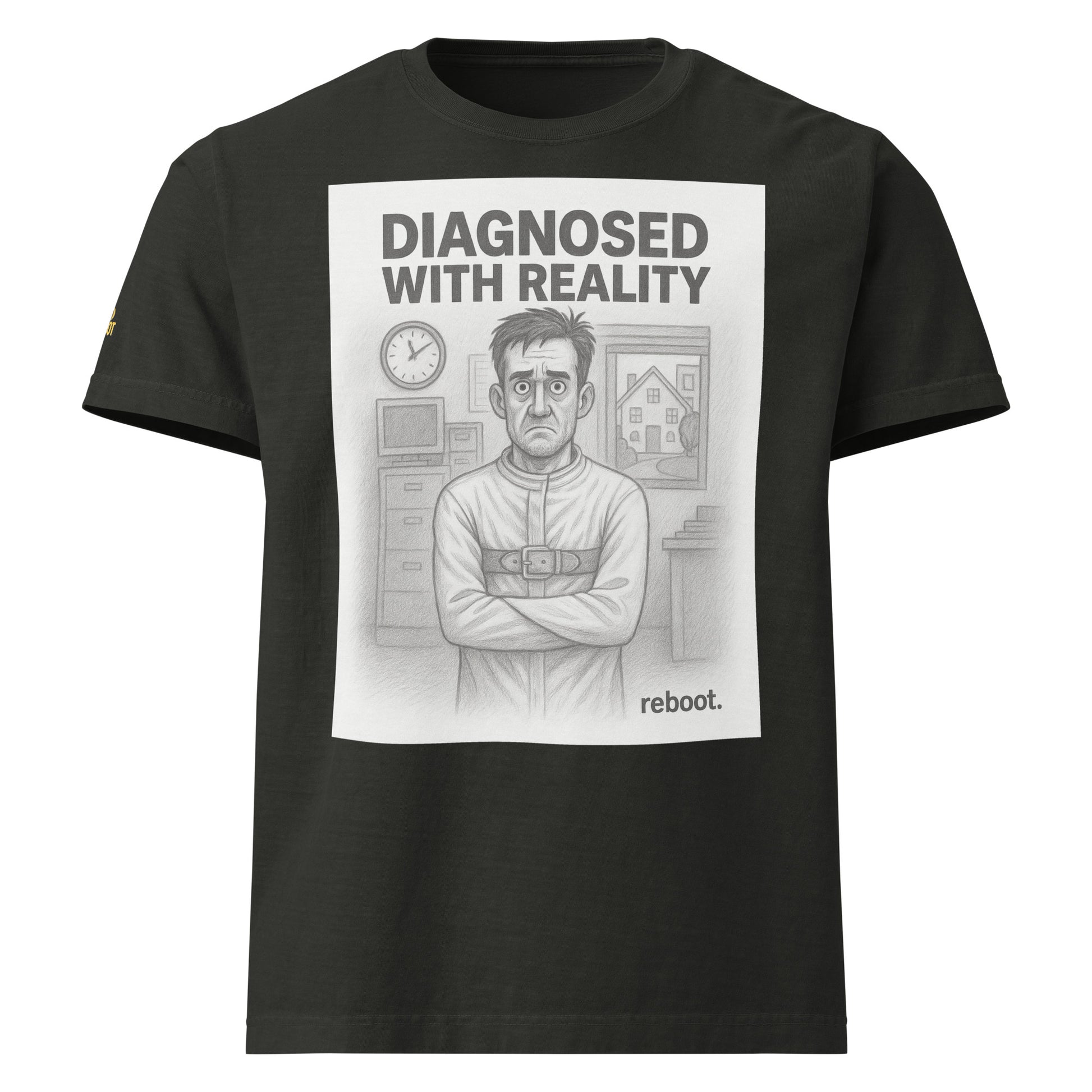 REBOOT T-Shirt — Diagnosed With Reality (Washed Black) by WEAR404