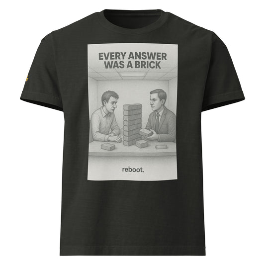 REBOOT T-Shirt — Every Answer Was A Brick (Washed Black) by WEAR404