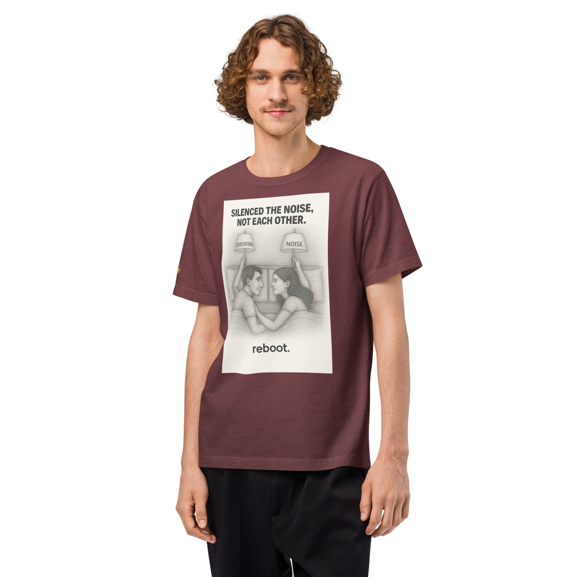 REBOOT T-Shirt — Silenced The Noise, Not Each Other (Washed Maroon) by WEAR404