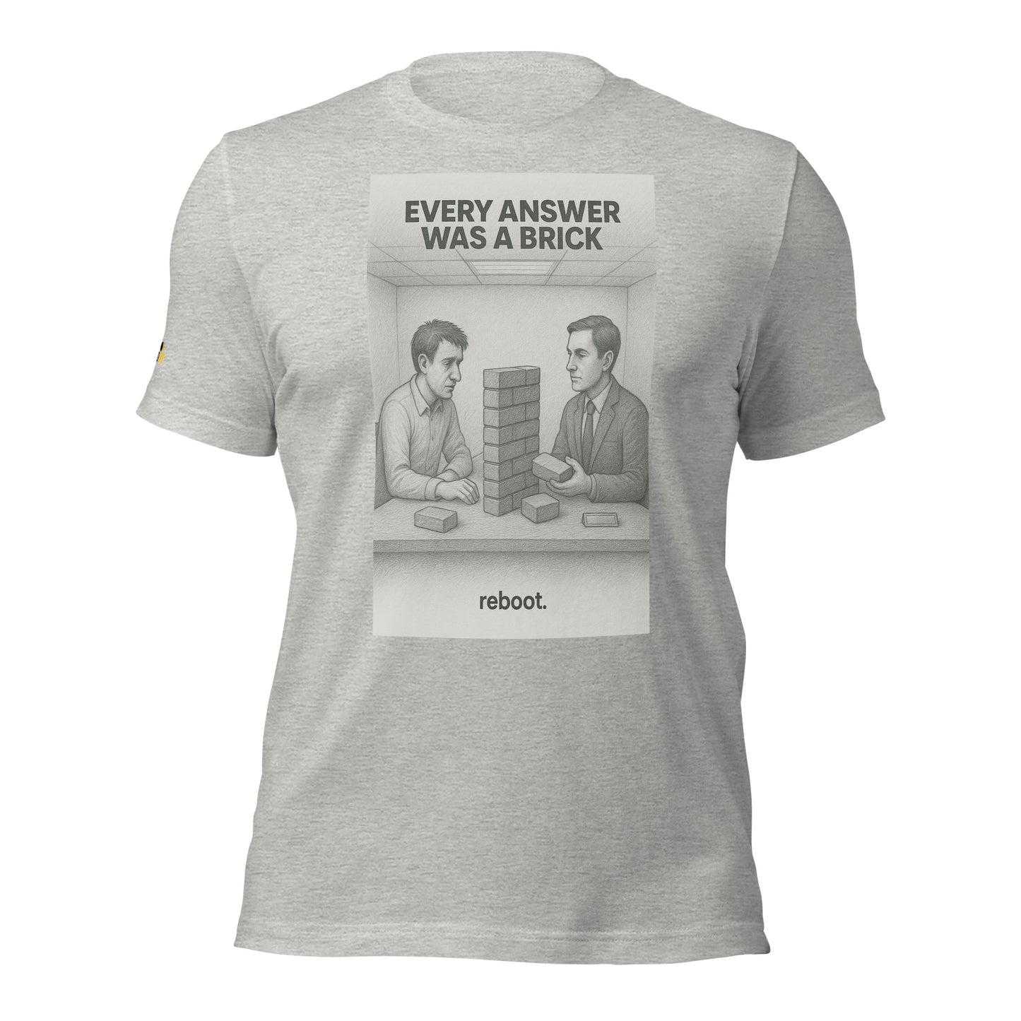 REBOOT T-Shirt — Every Answer Was a Brick (Grey) by WEAR404