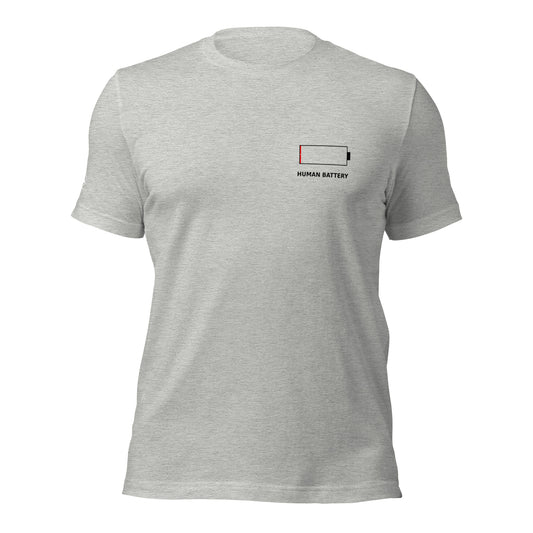 GLITCH T-Shirt — 1% Human Battery (Grey) by WEAR404