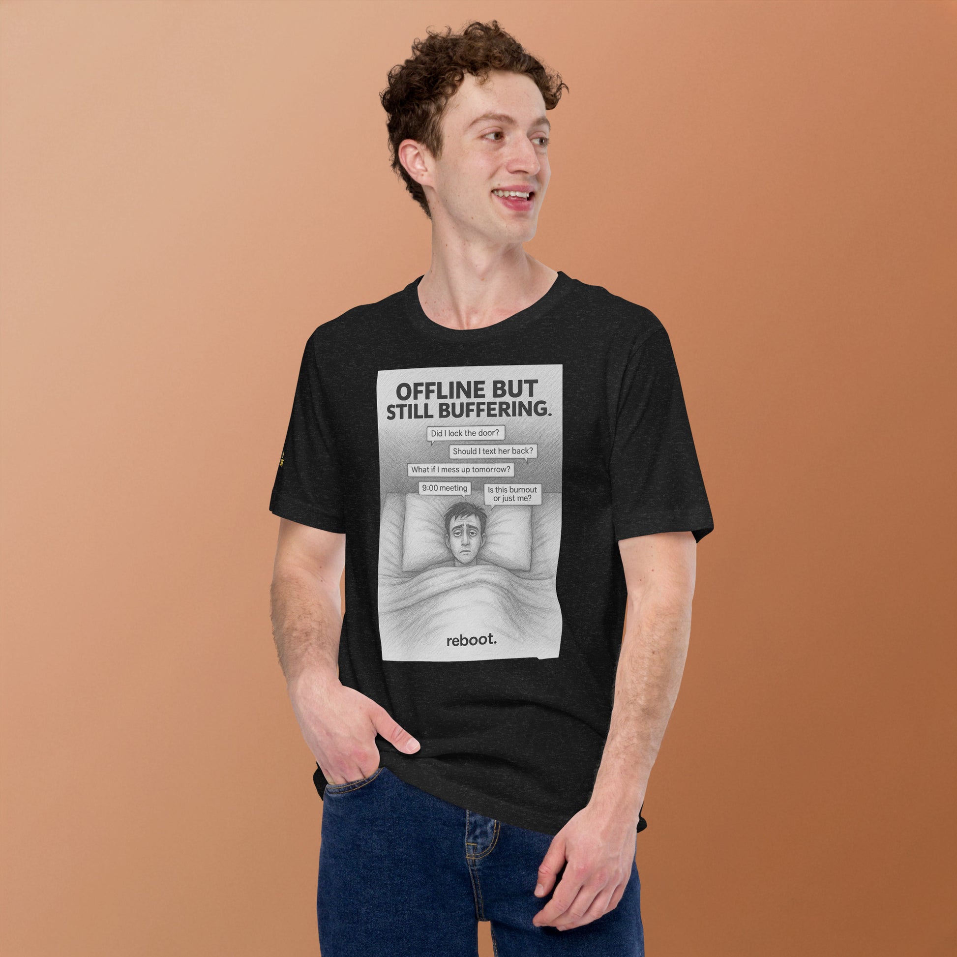 REBOOT T-Shirt — Offline but Still Buffering (Black) by WEAR404