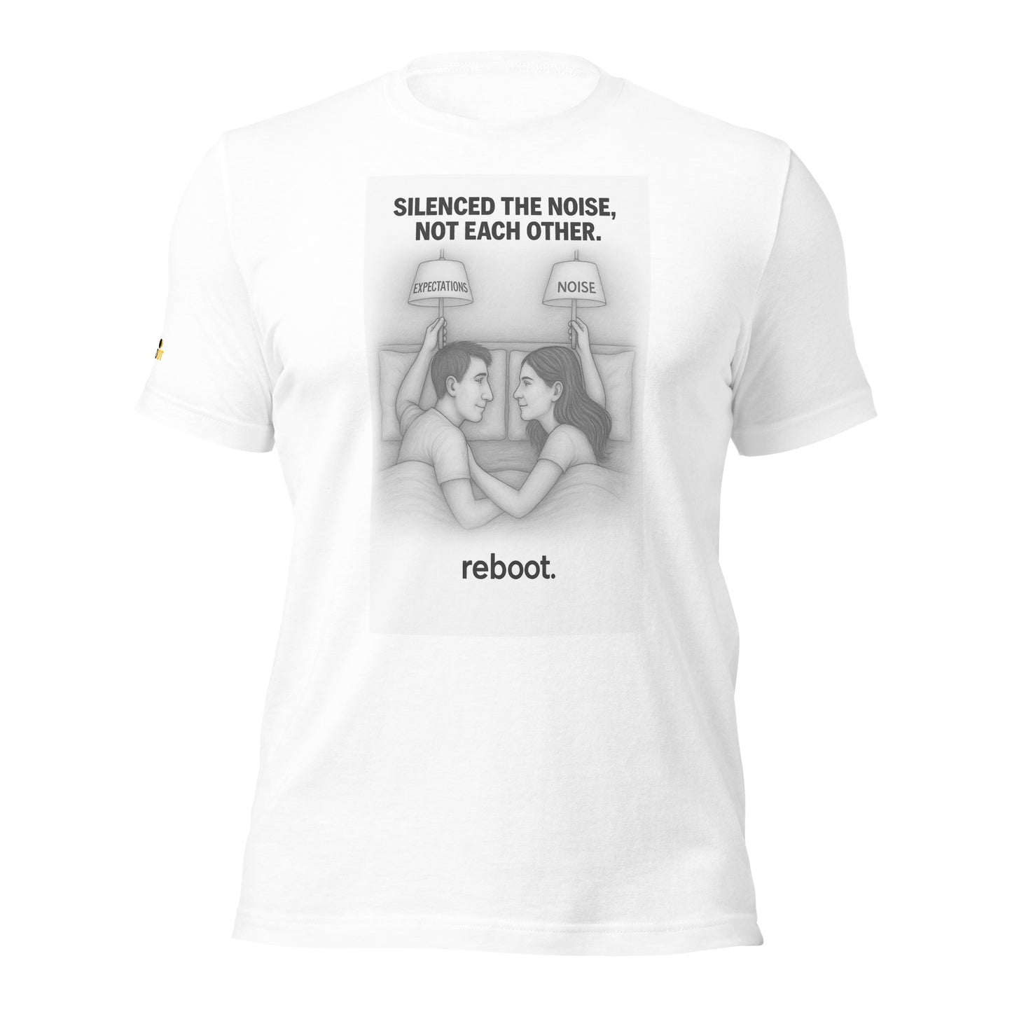 REBOOT T-Shirt — Silenced the Noise, Not Each Other (White) by WEAR404