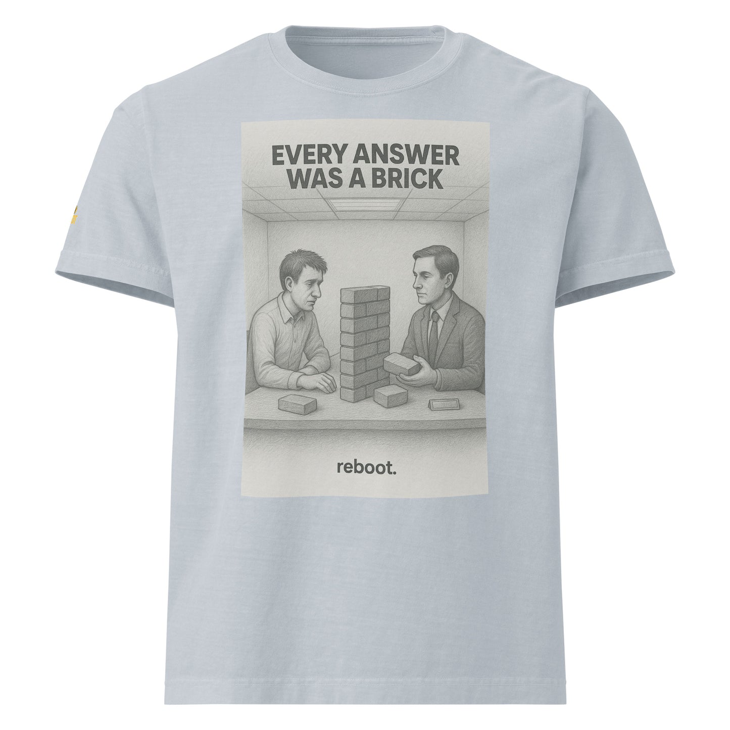 REBOOT T-Shirt — Every Answer Was A Brick (Light Washed Denim) by WEAR404