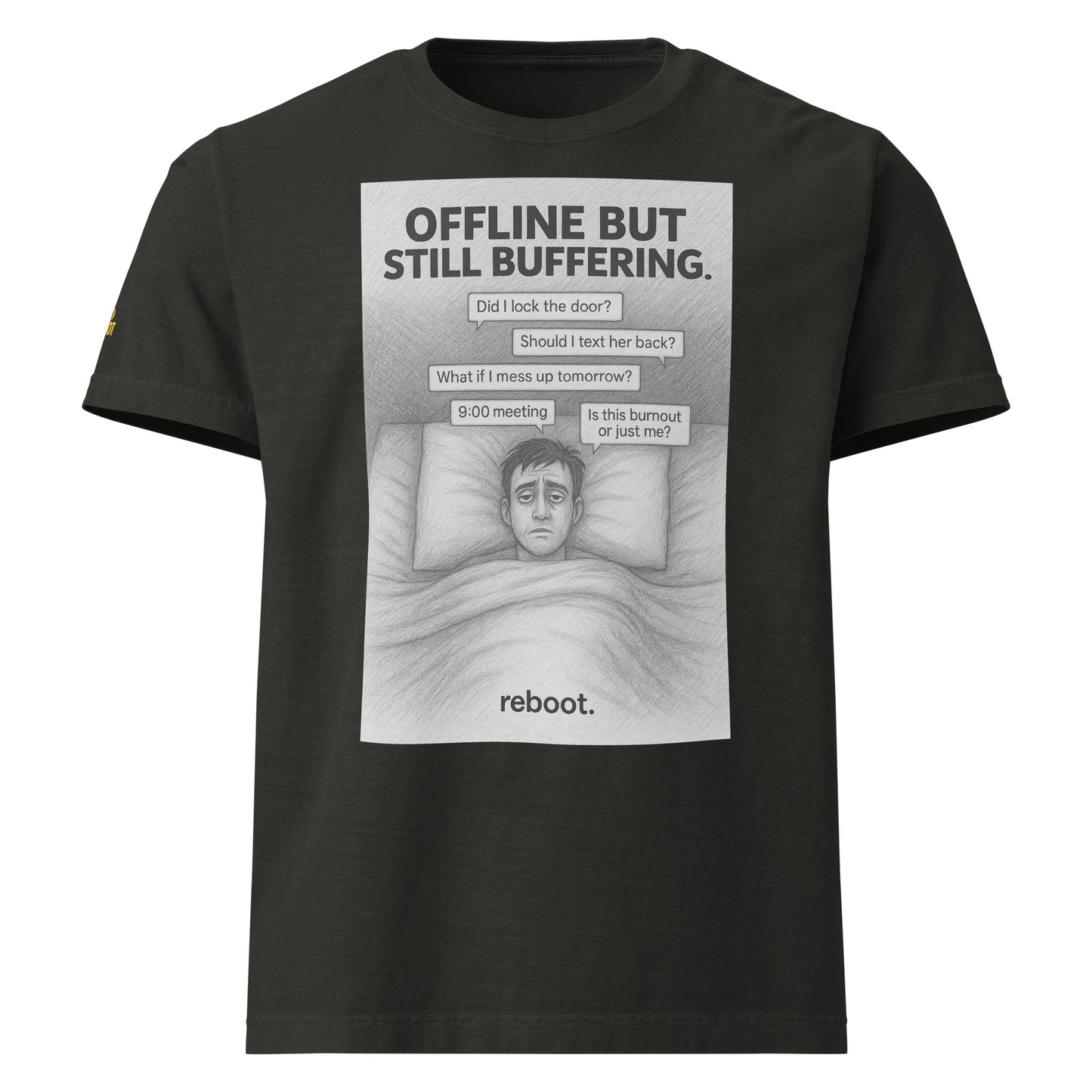 REBOOT T-Shirt — Offline But Still Buffering (Washed Black) by WEAR404