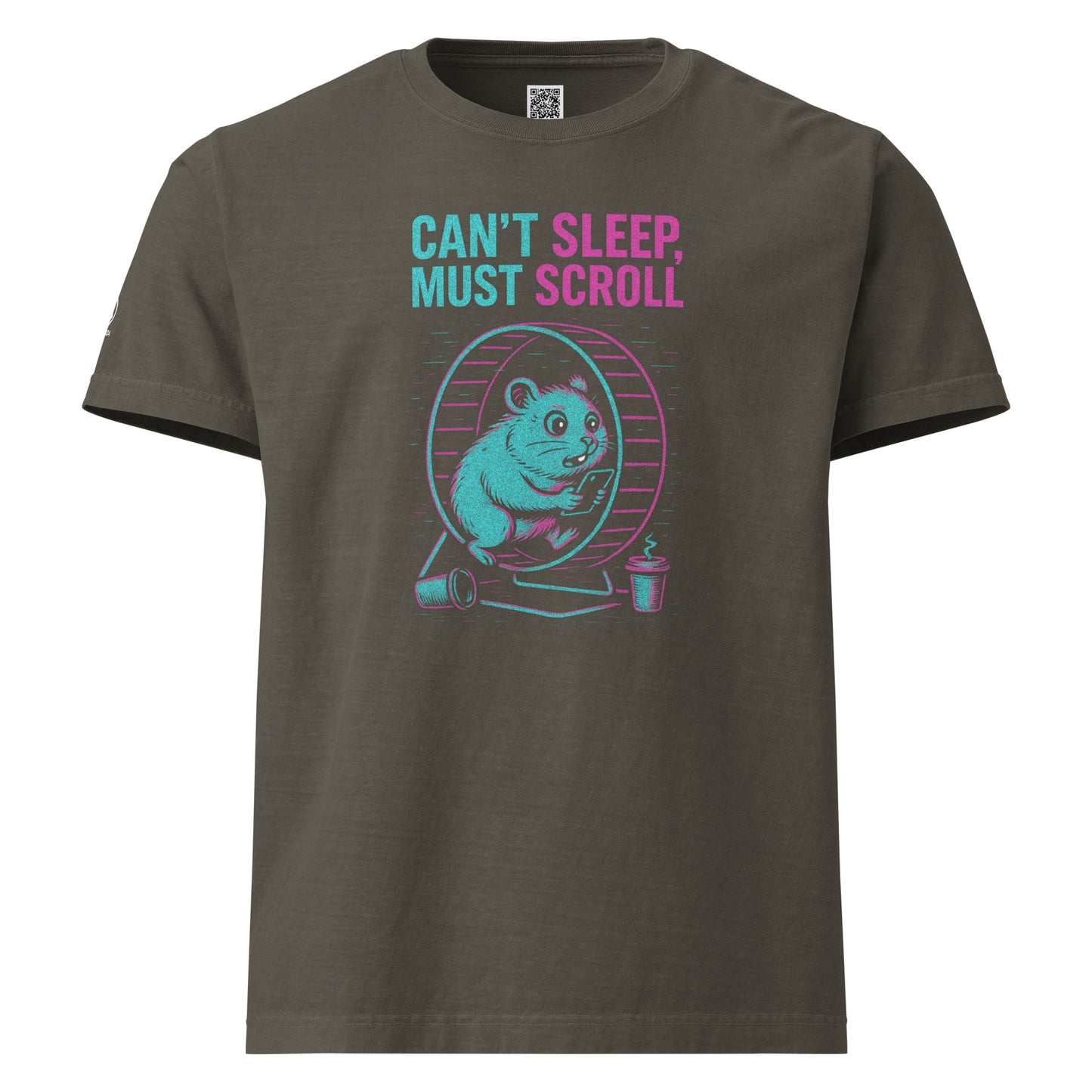 GLITCH T-Shirt — CAN’T SLEEP. MUST SCROLL (Washed Charcoal) oversized by WEAR404