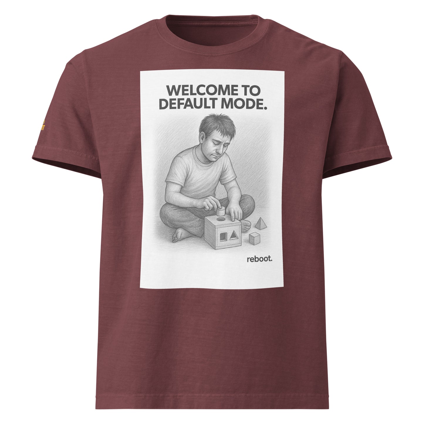 REBOOT T-Shirt — Welcome To Default Mode (Washed Maroon) by WEAR404