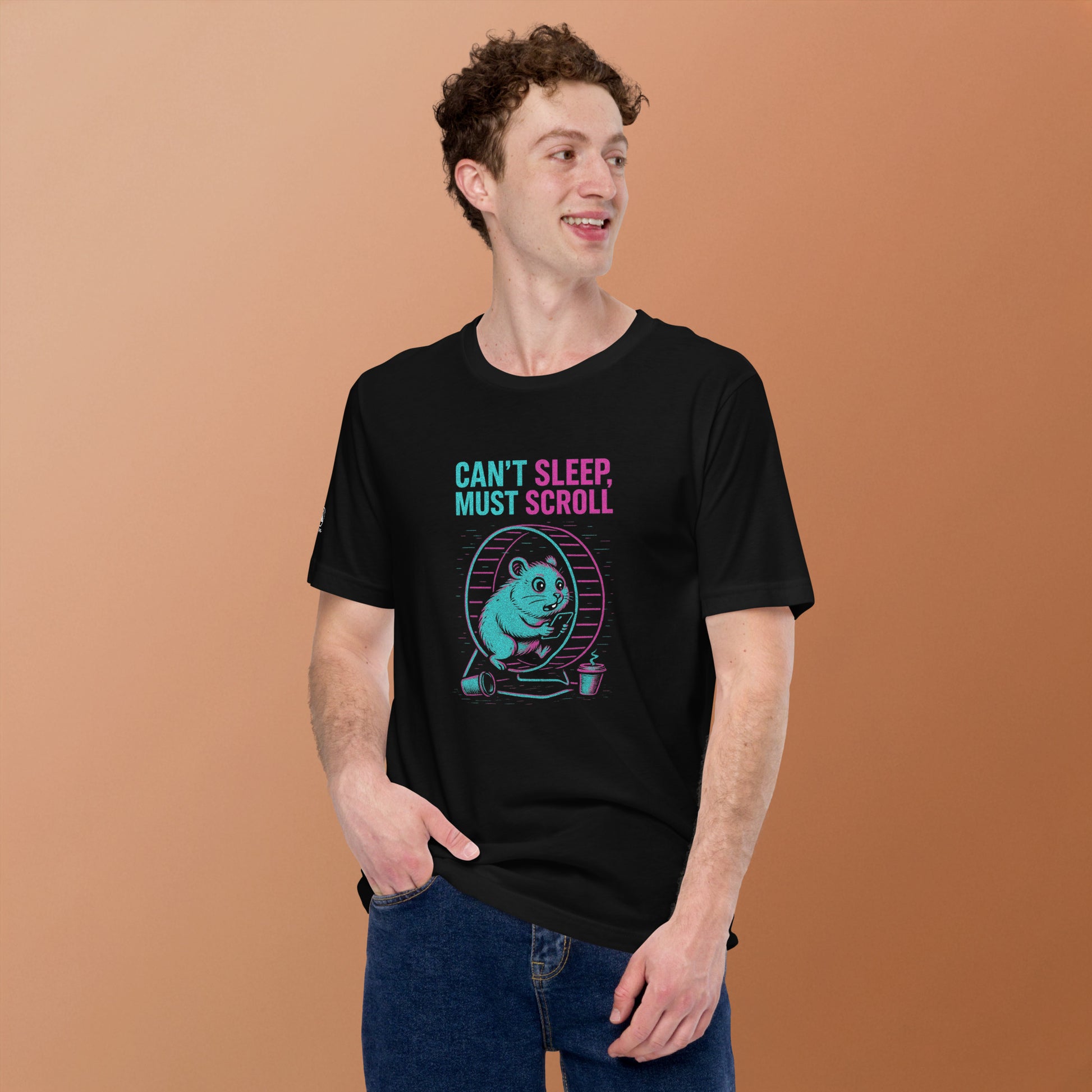 GLITCH T-Shirt — Can’t Sleep. Must Scroll (Black) by WEAR404