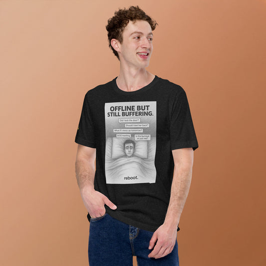 REBOOT T-Shirt — Offline but Still Buffering (Black) by WEAR404