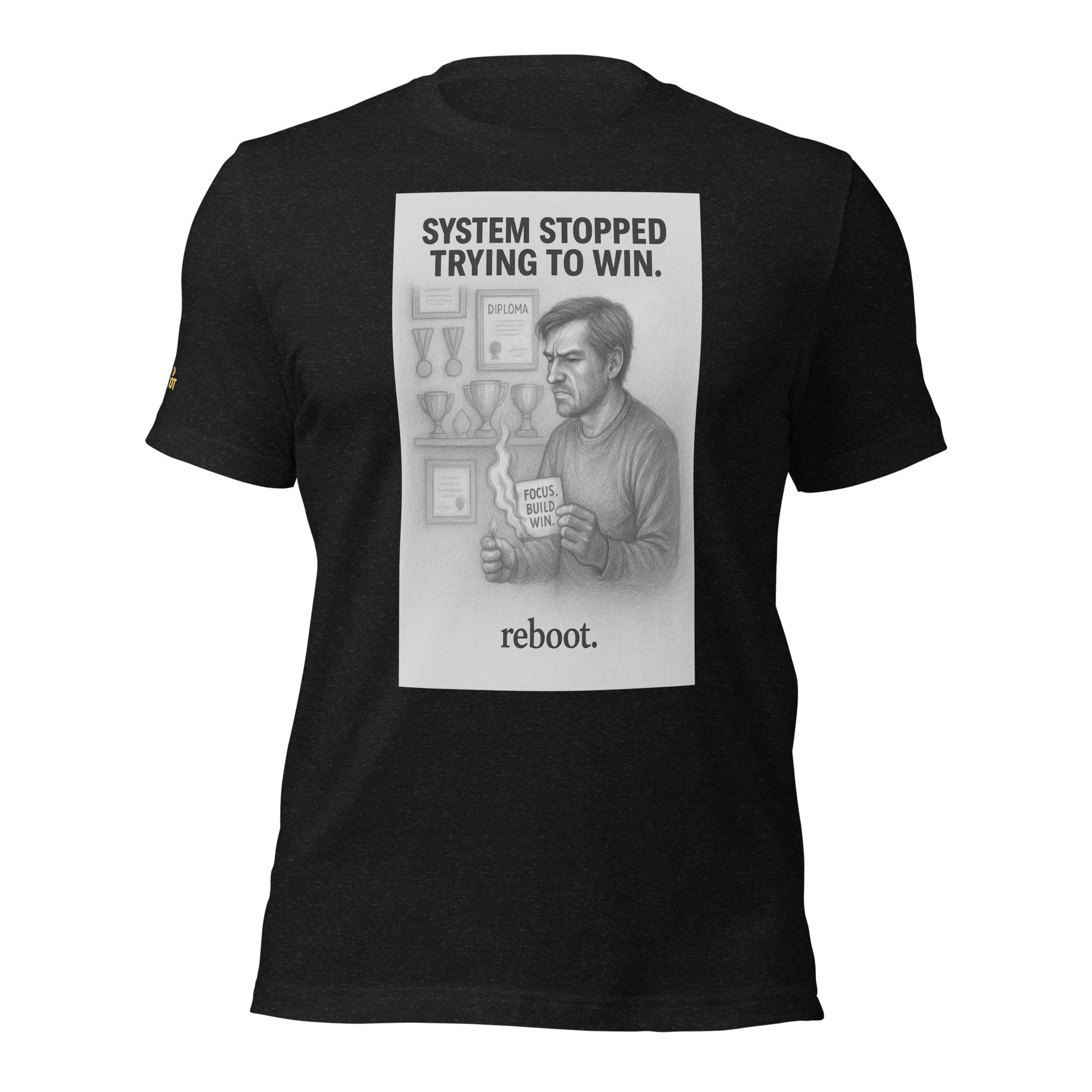REBOOT T-Shirt — System Stopped Trying to Win (Black) by WEAR404