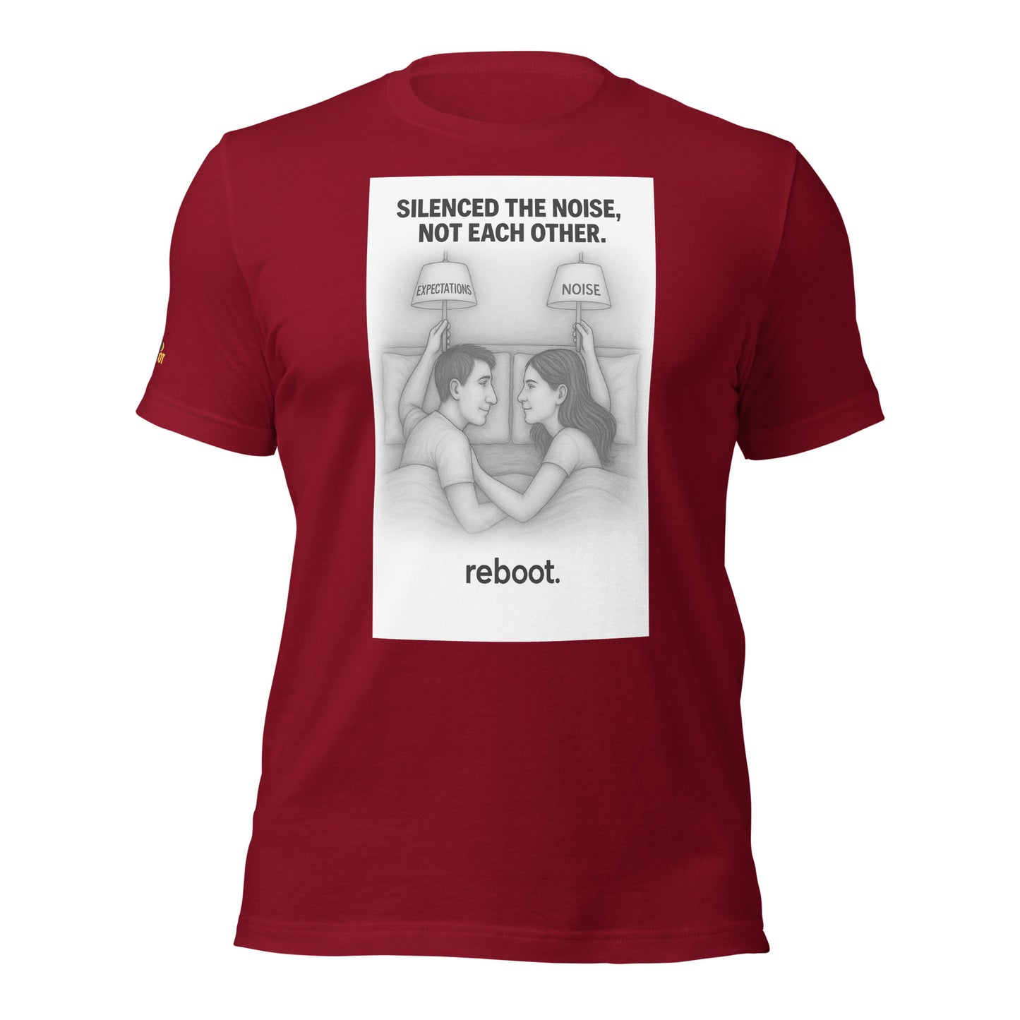 REBOOT T-Shirt — Silenced the Noise, Not Each Other (Cardinal) by WEAR404