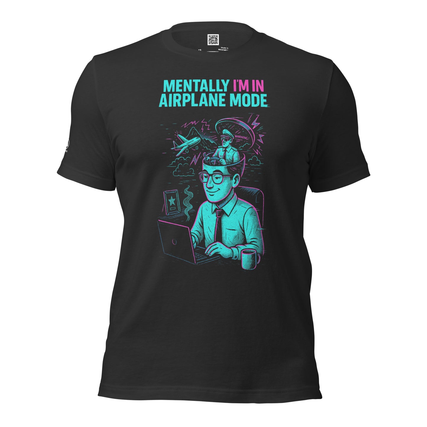 GLITCH T-Shirt — Mentally I’m in Airplane Mode (Black) by WEAR404