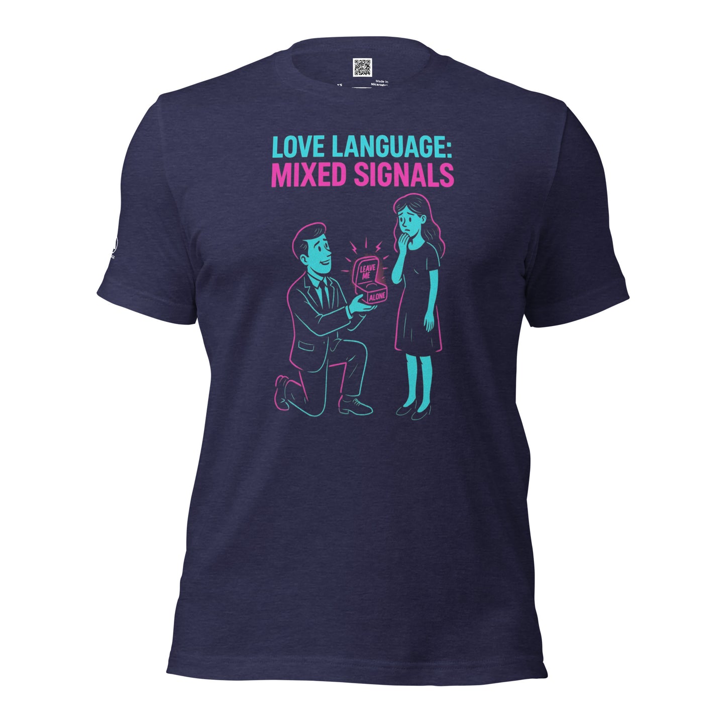GLITCH T-Shirt — Love Language Mixed Signals (Navy) by WEAR404