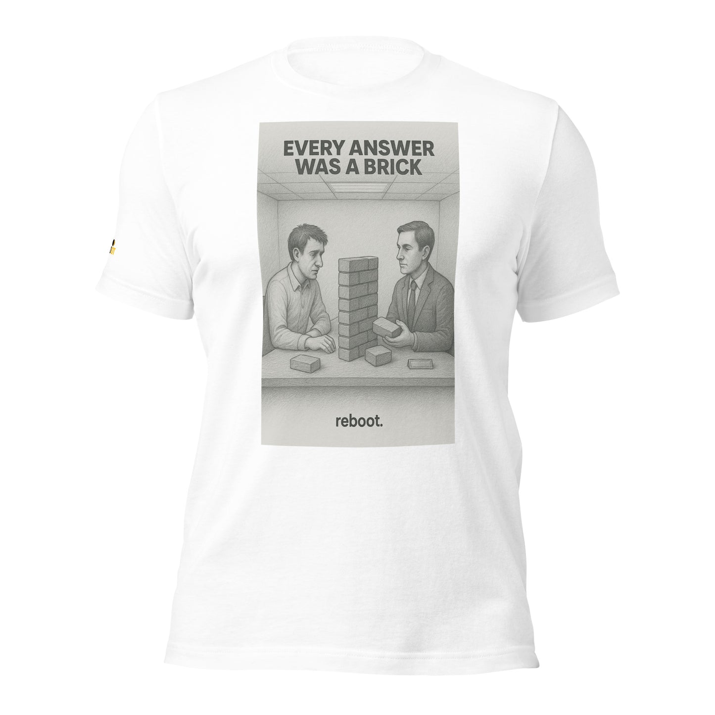 REBOOT T-Shirt — Every Answer Was a Brick (White) by WEAR404