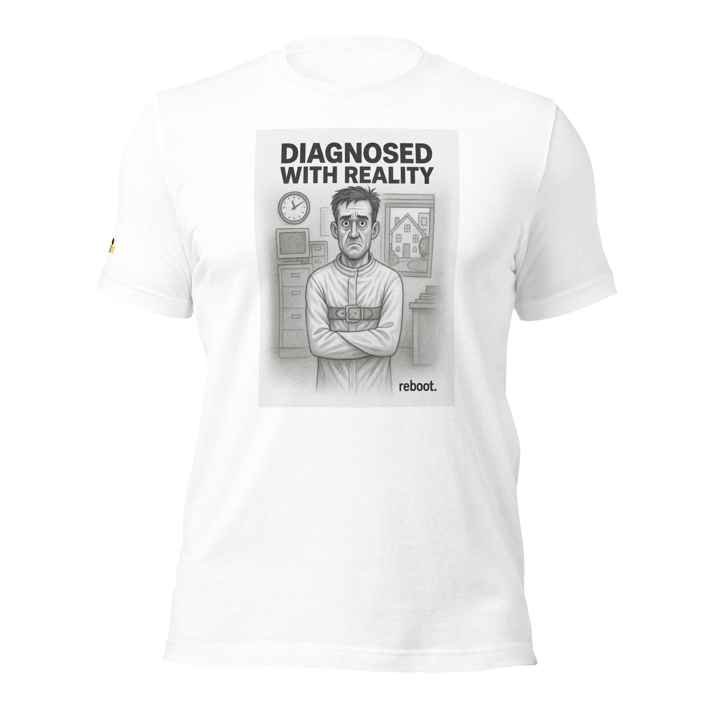 REBOOT T-Shirt — Diagnosed with Reality (White) by WEAR404